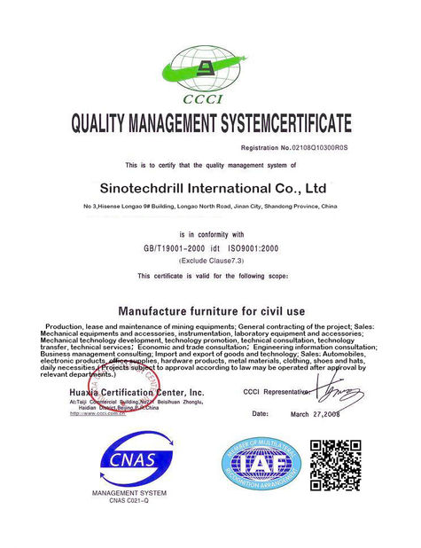 China Sinotechdrill International Co., Ltd Certificaciones